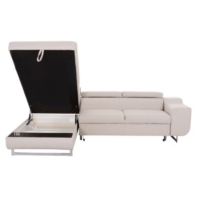 CORNER SOFA-BED WITH STORAGE SPACE ENCORE HM3301.03L BEIGE FABRIC 285x205x90Hcm.