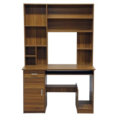 HM2032.04 desk STATUS with bookcase-shelves, walnut,120x55x182