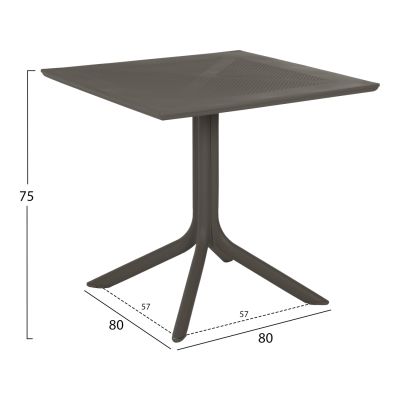 OUTDOOR POLYPROPYLENE SQUARE TABLE LUNAR HM5930.15 DARK OLIVE 80x80x75Hcm.