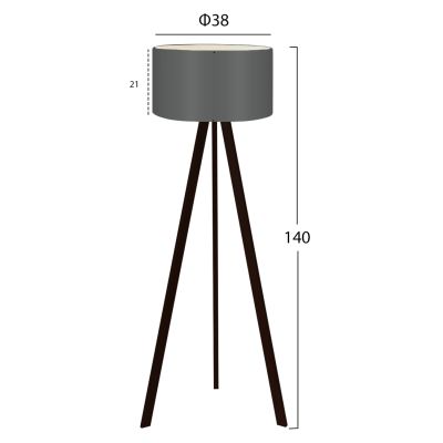 FLOOR STANDING LAMP HM7578.04 BLACK COLOR TRIPOD, DARK-GREY CAP