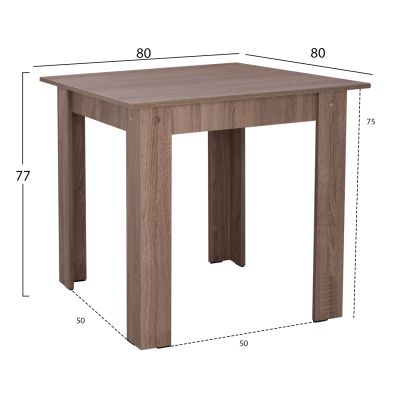 КУХНЕНСКА МАСА KELVIN HM2427.05, ПЕПЕЛЯВО СИВА, 80X80X77