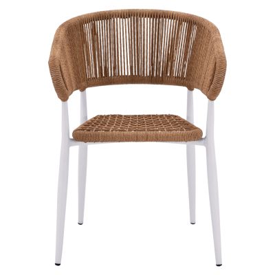 ARMCHAIR ALUMINUM EULO HM5783.12 WHITE-SYNTHETIC RATTAN BEIGE 55,5x63,5x78Hcm.