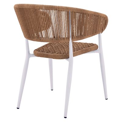 ARMCHAIR ALUMINUM EULO HM5783.12 WHITE-SYNTHETIC RATTAN BEIGE 55,5x63,5x78Hcm.