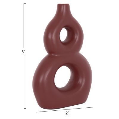 TABLE DECORATIVE VASE FIORIN HM4666.03S TERRACOTA IN MAROON RED--21x7.5x31Hcm.