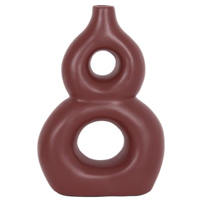 TABLE DECORATIVE VASE FIORIN HM4666.03S TERRACOTA IN MAROON RED--21x7.5x31Hcm.