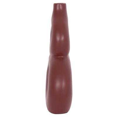 TABLE DECORATIVE VASE FIORIN HM4666.03S TERRACOTA IN MAROON RED--21x7.5x31Hcm.