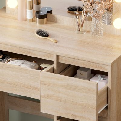DRESSING TABLE WITH LED LIGHTS & DRAWERS KEITLIN HM2499.01 MELAMINE IN SONAMA 80x40x140Hcm.