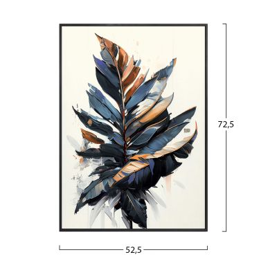 WALL PAINTING TROPICO HM4547.01 BLACK PS FRAME-PRINTED CANVAS WITH LEAVES 52.5x2.8x72.5Hcm.