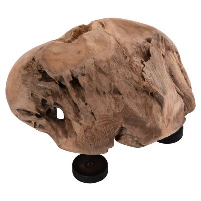 TABLE CANDLE HOLDER/BOWL FRAN HM4390 TEAK WOOD-METAL 30x30x7-15Hcm.