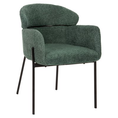 КРЕСЛО WOLF HM8583.03 ПЕТРОЛ ЗЕЛЕН МАТЕРИАЛ БУКЛЕ-ЧЕРНИ МЕТАЛНИ КРАКА 58x58x80Hcm.