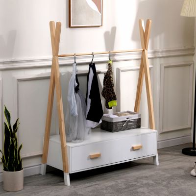KIDS' CLOTHES HANGER WITH DRAWERS PASCHAL HM2491.03 MELAMINE-PINE WOOD 80x40x130Hcm.