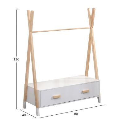 KIDS' CLOTHES HANGER WITH DRAWERS PASCHAL HM2491.03 MELAMINE-PINE WOOD 80x40x130Hcm.