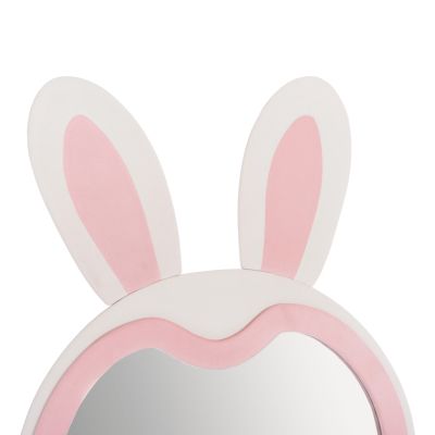 KIDS' FLOOR STANDING MIRROR BUNNY HM4489.01 MDF IN PINK & WHITE- BLACK STAND 80x162Hcm.