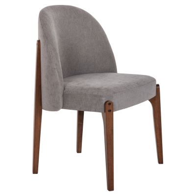 DINING CHAIR RAMMER HM9744.01 RUBBERWOOD IN WALNUT-GREY FABRIC 57x55x86Hcm.