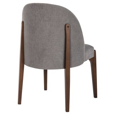DINING CHAIR RAMMER HM9744.01 RUBBERWOOD IN WALNUT-GREY FABRIC 57x55x86Hcm.