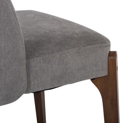 DINING CHAIR RAMMER HM9744.01 RUBBERWOOD IN WALNUT-GREY FABRIC 57x55x86Hcm.