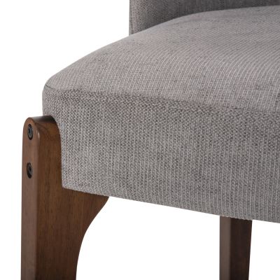 DINING CHAIR RAMMER HM9744.01 RUBBERWOOD IN WALNUT-GREY FABRIC 57x55x86Hcm.