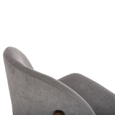 DINING CHAIR RAMMER HM9744.01 RUBBERWOOD IN WALNUT-GREY FABRIC 57x55x86Hcm.