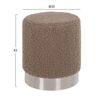 STOOL LEVY HM8408.25 BOUCLE FABRIC LIGHT BROWN-SILVER BASE Φ35x42Hcm.
