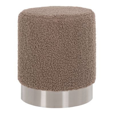 STOOL LEVY HM8408.25 BOUCLE FABRIC LIGHT BROWN-SILVER BASE Φ35x42Hcm.