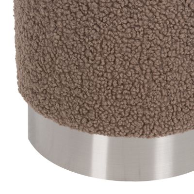 STOOL LEVY HM8408.25 BOUCLE FABRIC LIGHT BROWN-SILVER BASE Φ35x42Hcm.