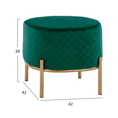 Stool Sinta HM8638.03 Cypress Green Velvet with gold base 42x42x38cm