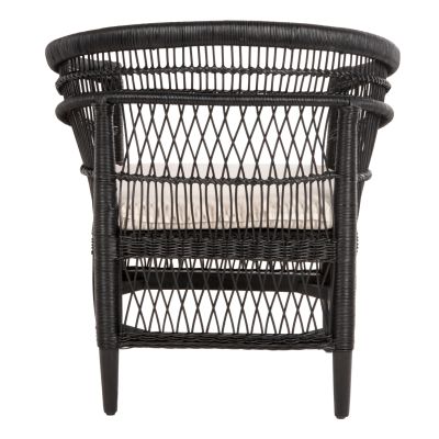 ARMCHAIR MALAWI HM9635.03 MAHOGANY WOOD WITH RATTAN IN BLACK-WHITE CUSHION 80x70x86Hcm.