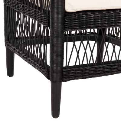ARMCHAIR MALAWI HM9635.03 MAHOGANY WOOD WITH RATTAN IN BLACK-WHITE CUSHION 80x70x86Hcm.