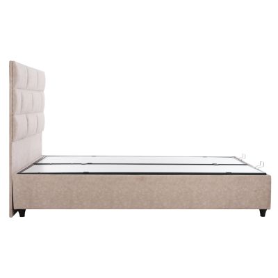 Bed HM627.22 SOLEDAD, beige nubuck-type fabric, storage space, 160x200