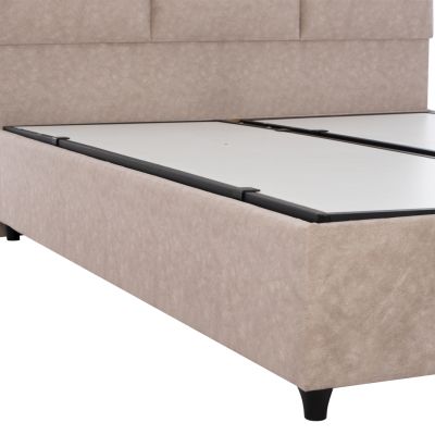 Bed HM627.22 SOLEDAD, beige nubuck-type fabric, storage space, 160x200