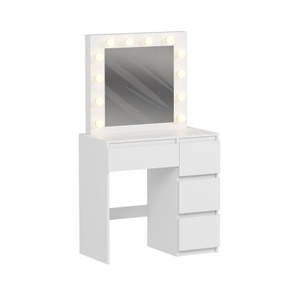DRESSING TABLE WITH LED LIGHTS & DRAWERS KEITLIN HM2499.03 MELAMINE IN WHITE 80x40x140Hcm.