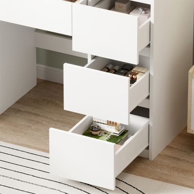 DRESSING TABLE WITH LED LIGHTS & DRAWERS KEITLIN HM2499.03 MELAMINE IN WHITE 80x40x140Hcm.