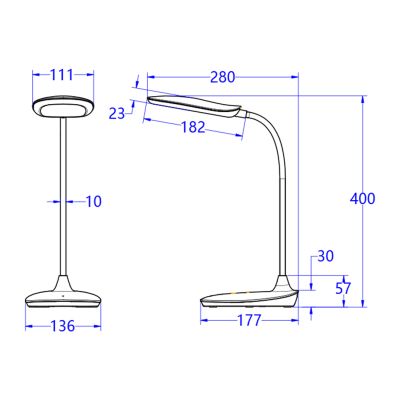 TABLE LAMP LED BLAIN HM4444.03 SKY BLUE-WHITE ABS 13.6x17.7x40H cm.