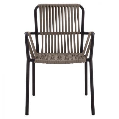 ALUMINUM CHAIR ARMCHAIR WITH WIDE ROPE CAPPUCCINO HM5784.02 56x58x85 cm.