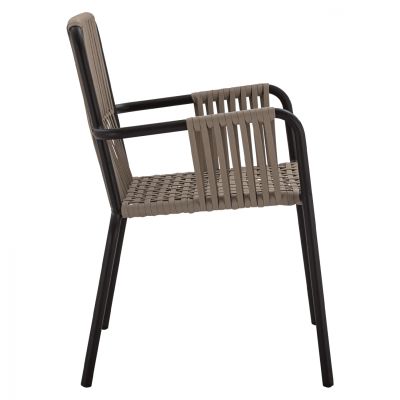 ALUMINUM CHAIR ARMCHAIR WITH WIDE ROPE CAPPUCCINO HM5784.02 56x58x85 cm.