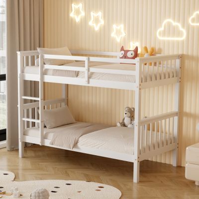 BUNK BED FOR CHILDREN LANTAI HM682.03 PINE WOOD IN WHITE-MATTRESSES 190x90cm
