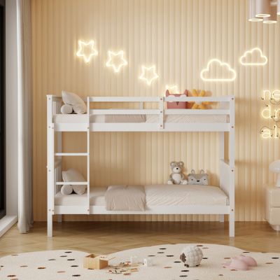 BUNK BED FOR CHILDREN LANTAI HM682.03 PINE WOOD IN WHITE-MATTRESSES 190x90cm