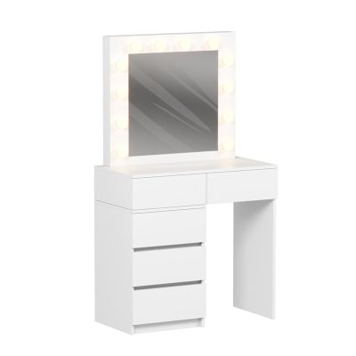 DRESSING TABLE WITH LED LIGHTS & DRAWERS BEYON HM2500.03 MELAMINE IN WHITE 80x40x140Hcm.