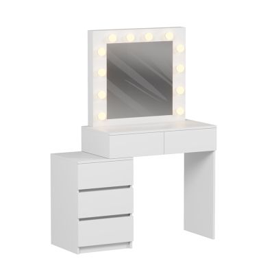 DRESSING TABLE WITH LED LIGHTS & DRAWERS BEYON HM2500.03 MELAMINE IN WHITE 80x40x140Hcm.