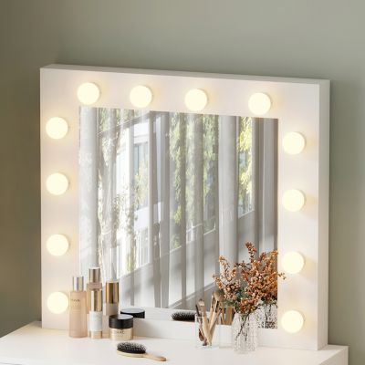 DRESSING TABLE WITH LED LIGHTS & DRAWERS BEYON HM2500.03 MELAMINE IN WHITE 80x40x140Hcm.