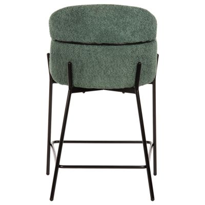 BAR STOOL MEDIUM HEIGHT WOLF HM8584.03 PETROL GREEN BOUCLE FABRIC-BLACK METAL LEGS 56x57x98Hcm.