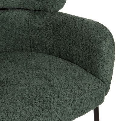 BAR STOOL MEDIUM HEIGHT WOLF HM8584.03 PETROL GREEN BOUCLE FABRIC-BLACK METAL LEGS 56x57x98Hcm.