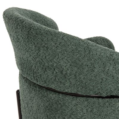 BAR STOOL MEDIUM HEIGHT WOLF HM8584.03 PETROL GREEN BOUCLE FABRIC-BLACK METAL LEGS 56x57x98Hcm.