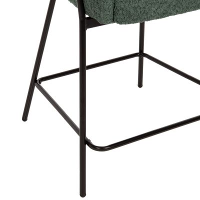 BAR STOOL MEDIUM HEIGHT WOLF HM8584.03 PETROL GREEN BOUCLE FABRIC-BLACK METAL LEGS 56x57x98Hcm.