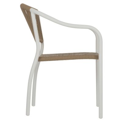 ARMCHAIR ALUMINUM WHITE WITH PE RATTAN WICKER HM5856.01 57x63x80Hcm.