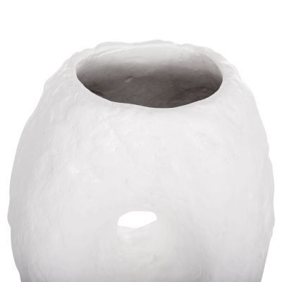 DECORATIVE TABLE VASE NAMENTIS HM4673.02S TERRACOTA IN WHITE COLOR--22x13x28Hcm.