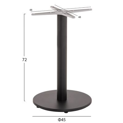 TABLE BASE ALUMINUM HM476.01 ROUND IN MATTE BLACK 48x48cm CROSS Φ45Χ72Hcm.