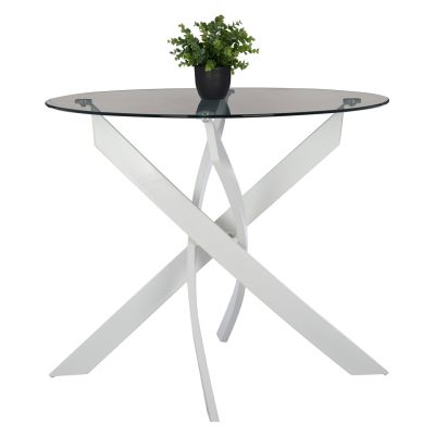 ТРАПЕЗНА МАСА КРЪГЛА JAFARU HM8499.13 БЕЛИ МЕТАЛНИ КРАКА Φ90x75Hсм.