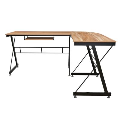CORNER OFFICE WALNUT SURFACE WITH METAL FRAME HM2127.02 158Χ120Χ74cm.