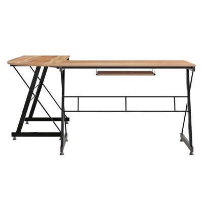 CORNER OFFICE WALNUT SURFACE WITH METAL FRAME HM2127.02 158Χ120Χ74cm.